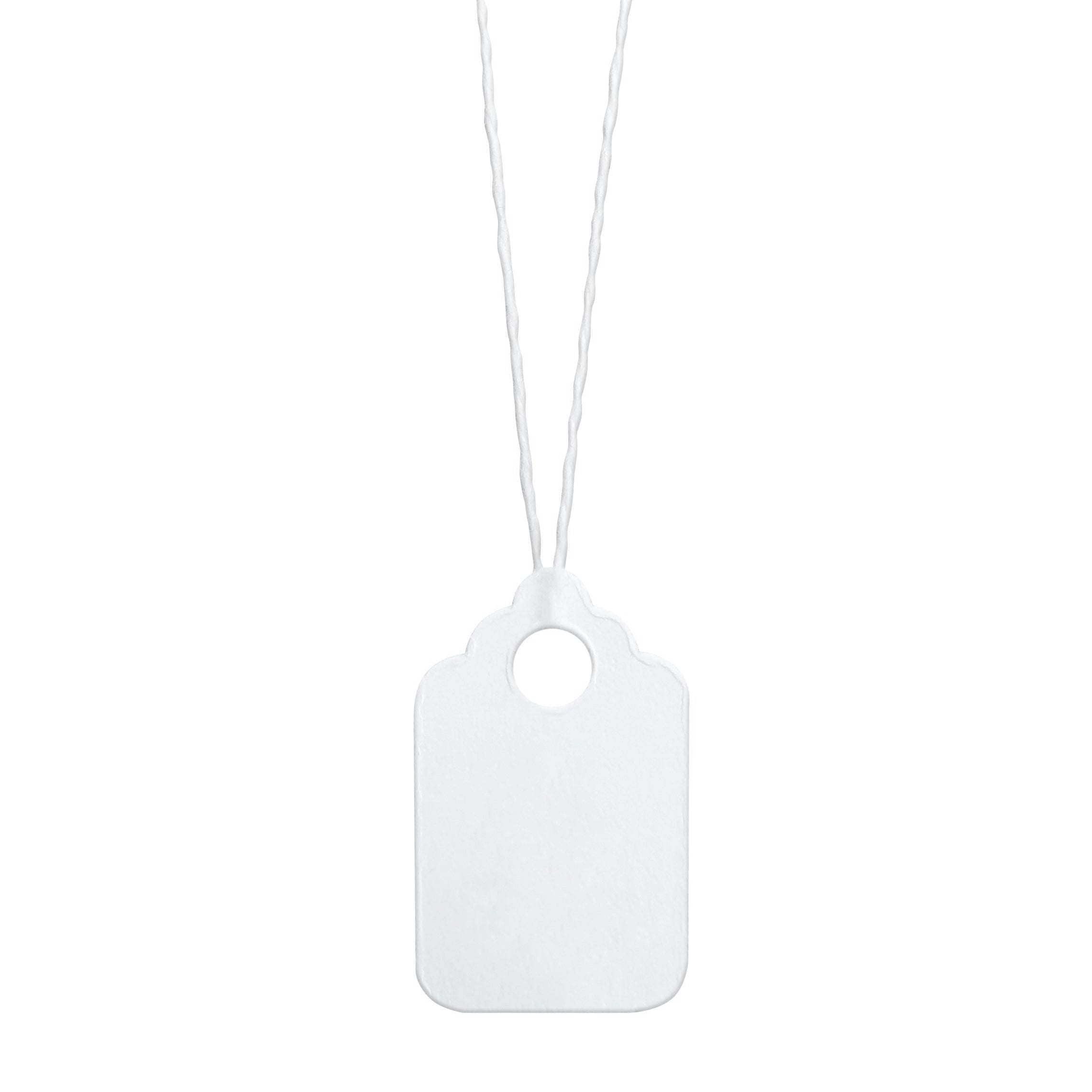 Swift Strung Tags White Card Clothing Parcel Label String Hanging Gift Swing Tickets Kraft Hang Price Labelling 25mm x 15mm (Pack Of 100)