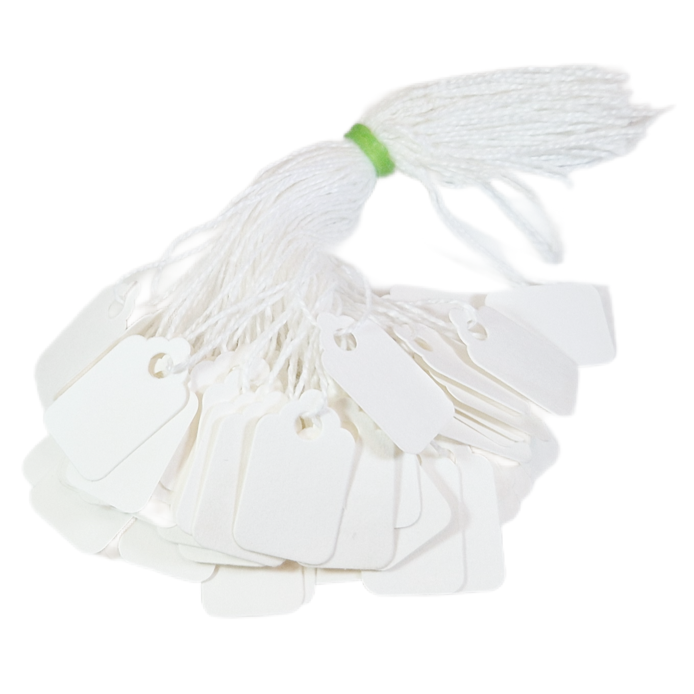 Swift Strung Tags White Card Clothing Parcel Label String Hanging Gift Swing Tickets Kraft Hang Price Labelling 25mm x 15mm (Pack Of 100)