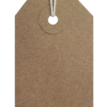 100 x Strung Brown Buff Card Clothing Tags 83mm x 41mm tradingmadeeasy.co.uk