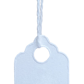 100 x Strung White Card Clothing Tags 25mm x 15mm tradingmadeeasy.co.uk