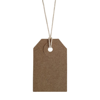 Swift Strung Tags Brown Reinforced Card Clothing Parcel Label String Hanging Gift Swing Tickets Kraft Hang Price Labelling 56mm x 35mm (Pack Of 100)