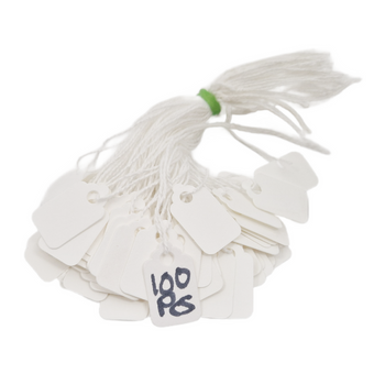 Swift Strung Tags White Card Clothing Parcel Label String Hanging Gift Swing Tickets Kraft Hang Price Labelling 25mm x 15mm (Pack Of 5000)