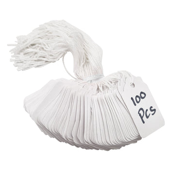 Swift Strung Tags White Card Clothing Parcel Label String Hanging Gift Swing Tickets Kraft Hang Price Labelling 32mm x 22mm (Pack Of 5000)