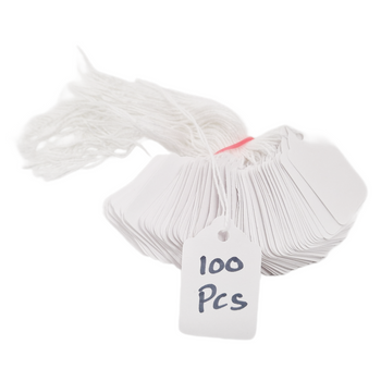 Swift Strung Tags White Card Clothing Parcel Label String Hanging Gift Swing Tickets Kraft Hang Price Labelling 48mm x 32mm (Pack Of 5000)