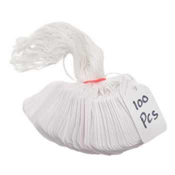 Swift Strung Tags White Card Clothing Parcel Label String Hanging Gift Swing Tickets Kraft Hang Price Labelling 55mm x 37mm (Pack Of 5000)