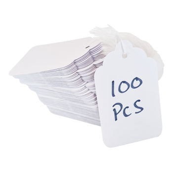 Swift Strung Tags White Card Clothing Parcel Label String Hanging Gift Swing Tickets Kraft Hang Price Labelling 73mm x 45mm (Pack Of 5000)