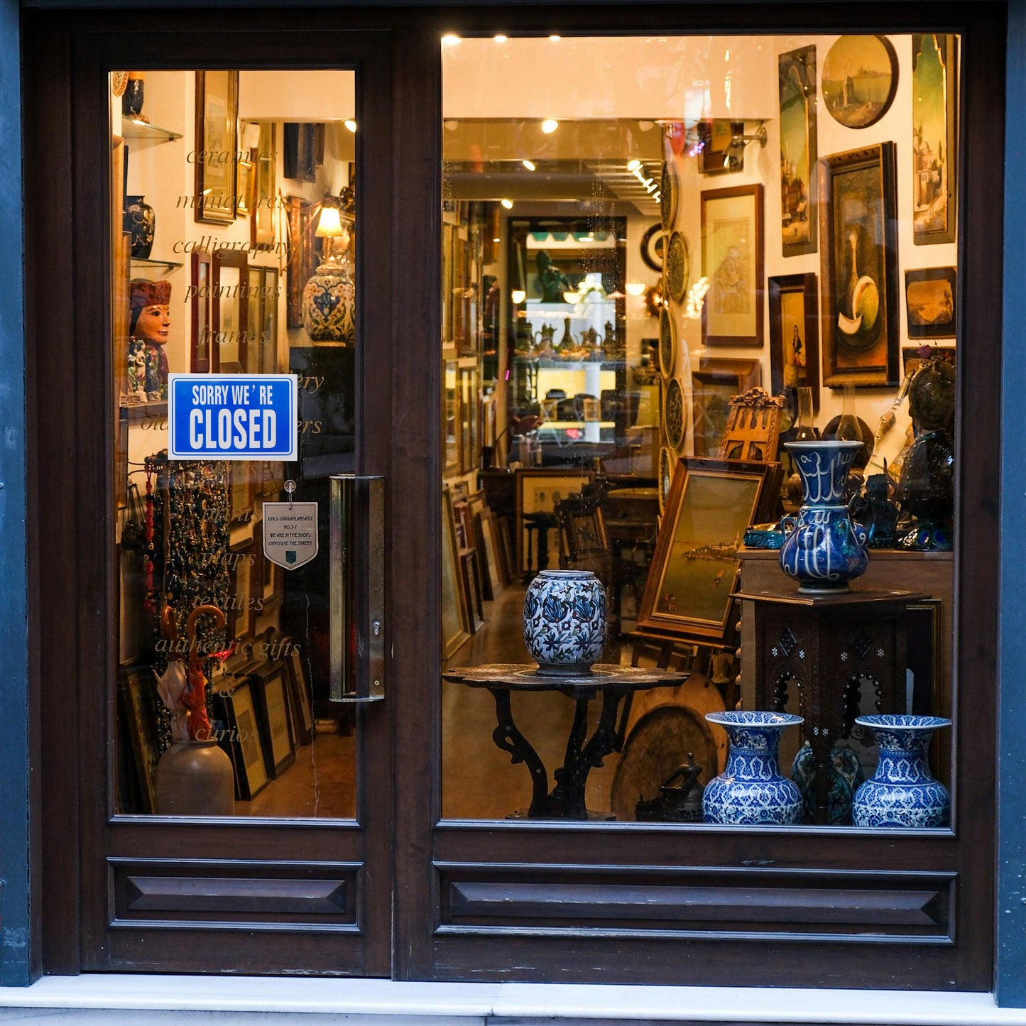 We're Open and Sorry We're Closed Blue Shop Sign (BS19)