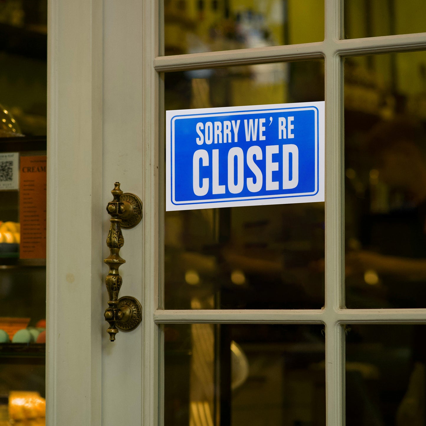We're Open and Sorry We're Closed Blue Shop Sign (BS19)