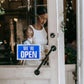 We're Open and Sorry We're Closed Blue Shop Sign (BS19)