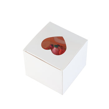 Cupcake Boxes Individual Heart Shape Clear Window Single Fairy Cake Cardboard Packaging Box Baking Kids Muffins Cookies Weddings