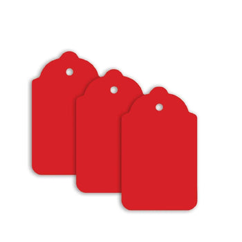 100 x Unstrung Card Clothing Tags 70mm x 40mm Red tradingmadeeasy.co.uk