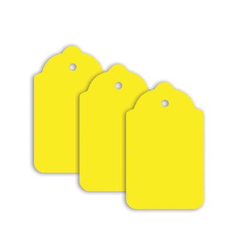 100 x Unstrung Card Clothing Tags 70mm x 40mm Yellow tradingmadeeasy.co.uk