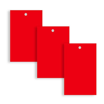 100 x Unstrung Card Clothing Tags 70mm x 45mm Red tradingmadeeasy.co.uk