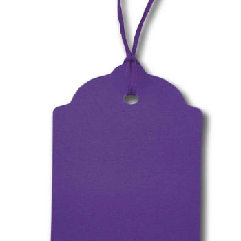 100 x Strung Hanging Card Clothing Tags 70mm x 40mm Purple tradingmadeeasy.co.uk