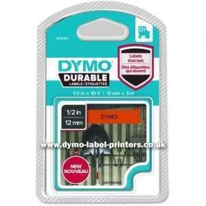 Dymo DURABLE 12mm Black On Orange D1 Tape - NEW! tradingmadeeasy.co.uk