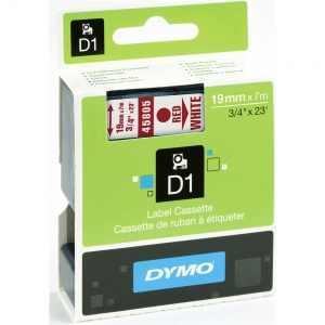 Dymo 19mm Red On White D1 Tape (45805) tradingmadeeasy.co.uk