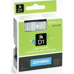Dymo 19mm White On Clear D1 Tape (45810) tradingmadeeasy.co.uk