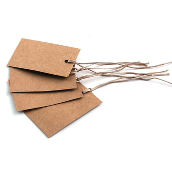 100 x Strung Hanging Card Clothing Tags 60mm x 40mm Brown tradingmadeeasy.co.uk