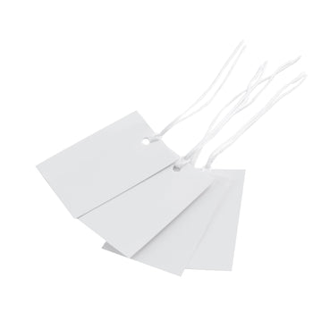 Trianu 500pcs Price Tags with String Attached Small White Marking Tag Paper Price Labels Clothing Hanging Stickers Blank Labeling Strung Label Hang Tags for