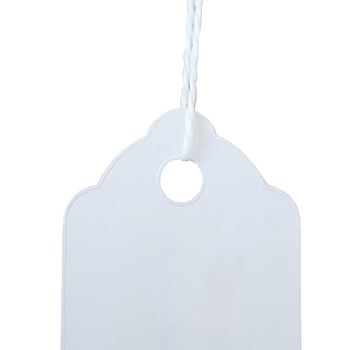100 x Strung White Card Clothing Tags 32mm x 22mm tradingmadeeasy.co.uk