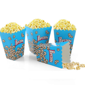 Foldable Childrens Popcorn Holder Boxes Blue Pack of 12 tradingmadeeasy.co.uk