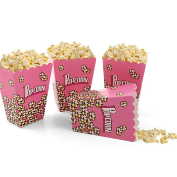 Foldable Childrens Popcorn Holder Boxes Pink Pack of 12 tradingmadeeasy.co.uk