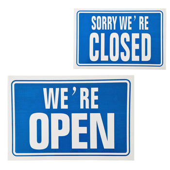 We're Open and Sorry We're Closed Blue Shop Sign (BS19) tradingmadeeasy.co.uk