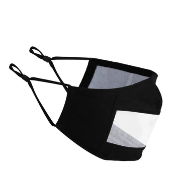Komonee Transparent See Through Adults Cotton Washable Reusable Black Face Mask tradingmadeeasy.co.uk