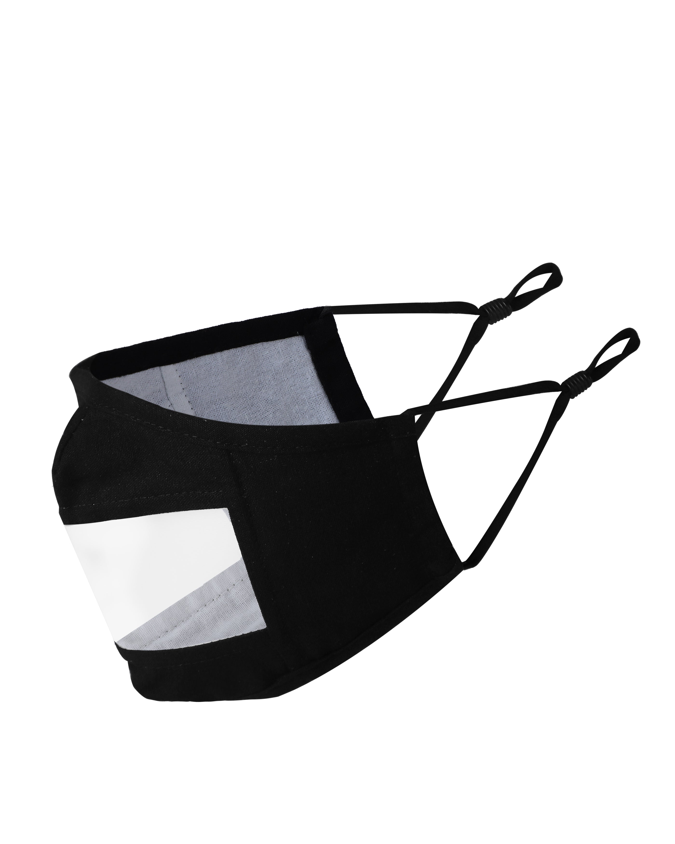 Translucent Fabric Mask Komonee Transparent See Through Cotton Washable Reusable Black Face ...