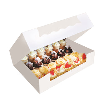 Cupcake Boxes White Holds 24 Single Fairy Cake Clear Window Cardboard Packaging Box Baking Kids Muffins Cookies Weddings tradingmadeeasy.co.uk