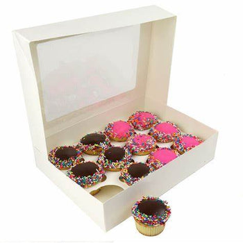 Cupcake Boxes White Holds 12 Single Fairy Cake and Window Cardboard Packaging Gift Box Great For Baking Muffins Cookies Weddings tradingmadeeasy.co.uk