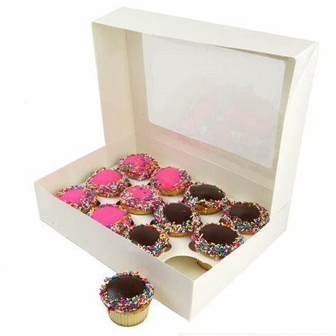 Cupcake Boxes White Holds 12 Single Fairy Cake and Window Cardboard Packaging Gift Box Great For Baking Muffins Cookies Weddings tradingmadeeasy.co.uk