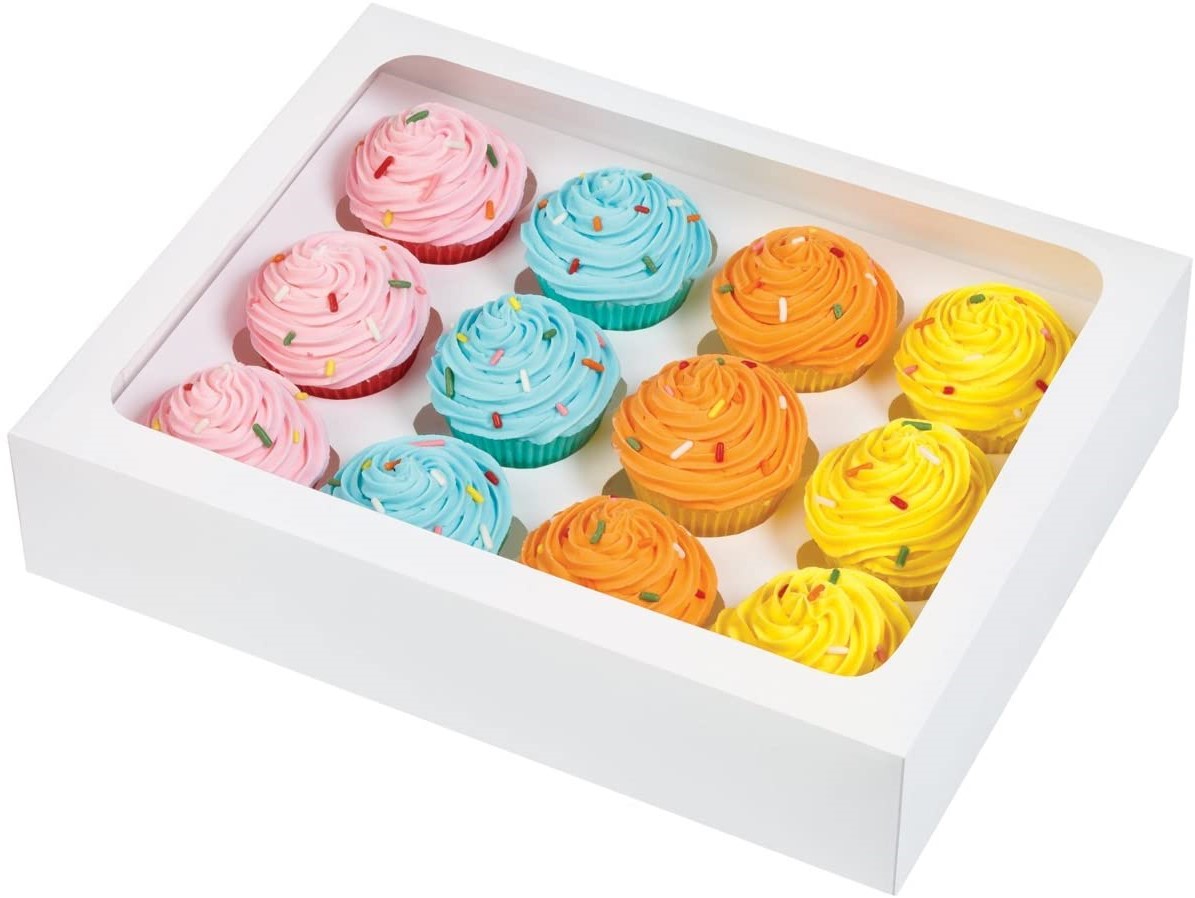 Cupcake Boxes White Holds 12 Single Fairy Cake and Window Cardboard Packaging Gift Box Great For Baking Muffins Cookies Weddings tradingmadeeasy.co.uk