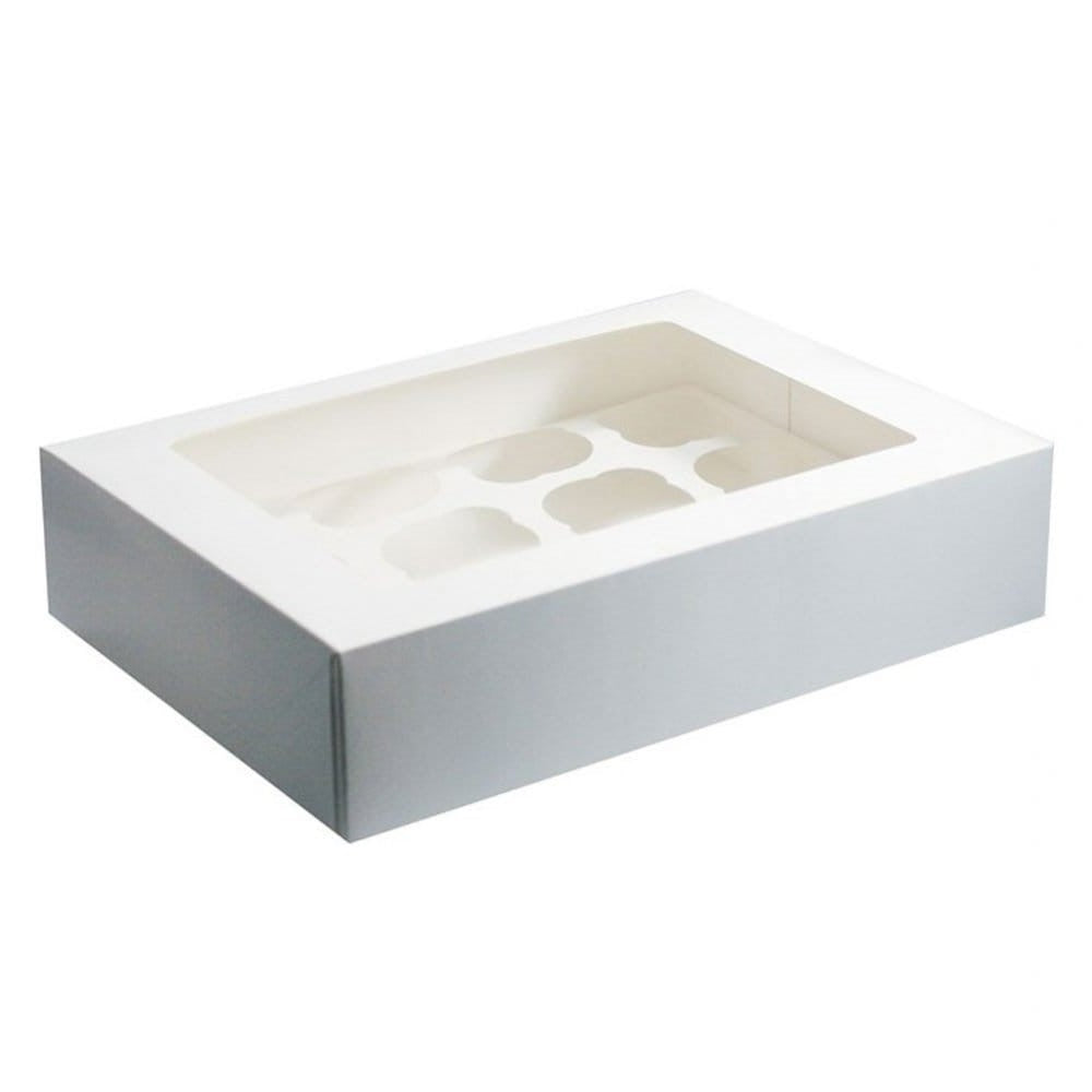 Cupcake Boxes White Holds 12 Single Fairy Cake and Window Cardboard Packaging Gift Box Great For Baking Muffins Cookies Weddings tradingmadeeasy.co.uk