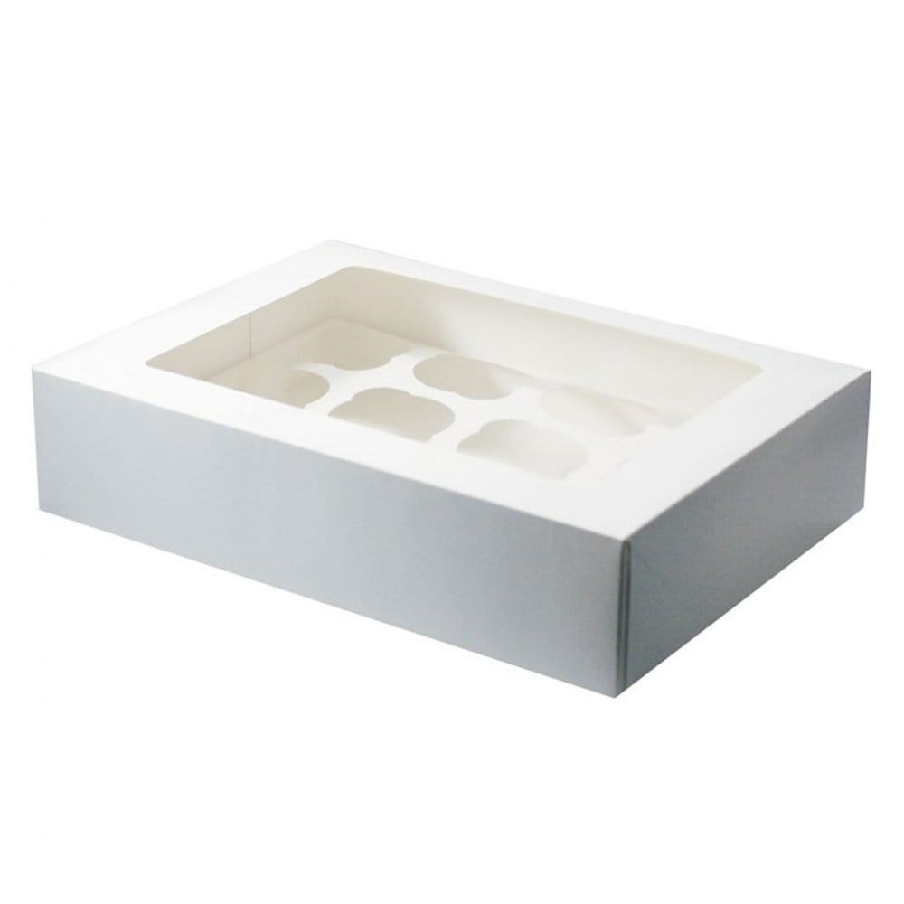 Cupcake Boxes White Holds 12 Single Fairy Cake and Window Cardboard Packaging Gift Box Great For Baking Muffins Cookies Weddings tradingmadeeasy.co.uk