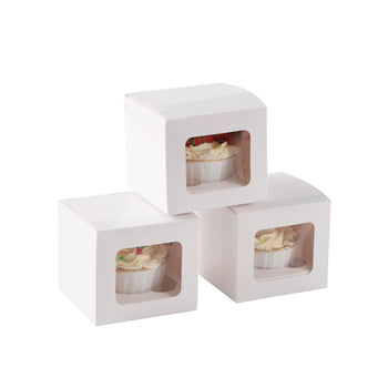 Cupcake Boxes Individual White Single Fairy Cake with Clear Window Cardboard Packaging Box Baking Kids Muffins Cookies Wedding tradingmadeeasy.co.uk