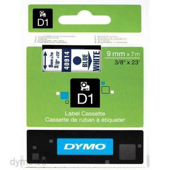 Dymo 9mm Blue On White D1 Tape (40914) tradingmadeeasy.co.uk