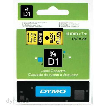 Dymo 6mm Black On Yellow D1 Tape (43618) tradingmadeeasy.co.uk
