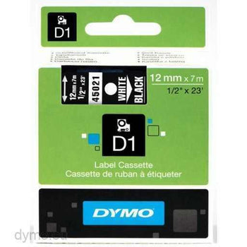 Dymo 12mm White On Black D1 Tape (45021) tradingmadeeasy.co.uk