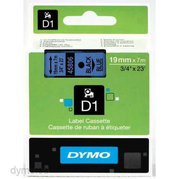 Dymo 19mm Black On Blue D1 Tape (45806) tradingmadeeasy.co.uk