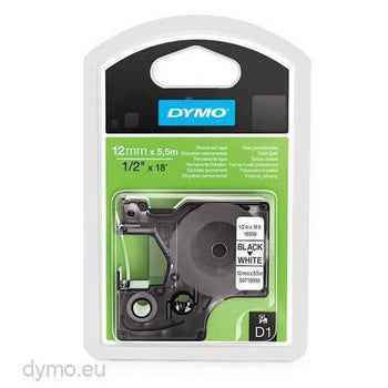 Dymo 12mm Black On White Polyester D1 Tape (16959) tradingmadeeasy.co.uk