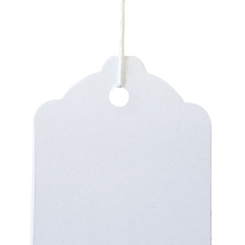 100 x Strung White Card Clothing Tags 48mm x 32mm tradingmadeeasy.co.uk