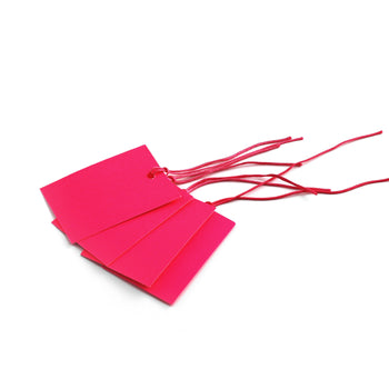 100 x Strung Hanging Card Clothing Tags 70mm x 45mm Pink tradingmadeeasy.co.uk