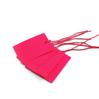 100 x Strung Hanging Card Clothing Tags 60mm x 40mm Pink tradingmadeeasy.co.uk
